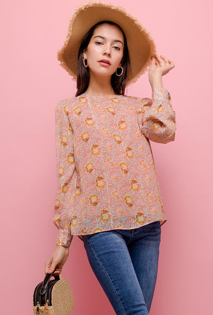 Sabine Shirt - Skjortebluse med print - Multifarvet blomsterprint - Modeci