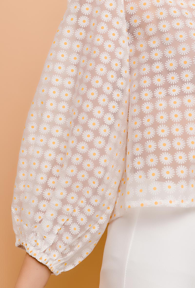 Silja Shirt - Cropped skjorte - Maguerit print - Modeci