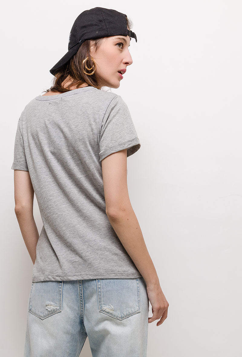 Tamara Tee - T-shirt med print - Grå meleret - Modeci