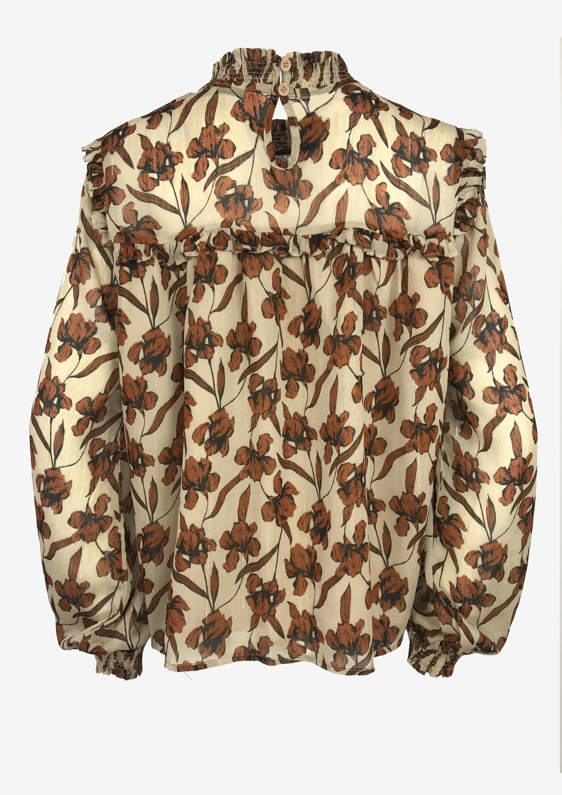 Savannah Shirt - Skjortebluse med blomster - Beige blomsterprint - Modeci
