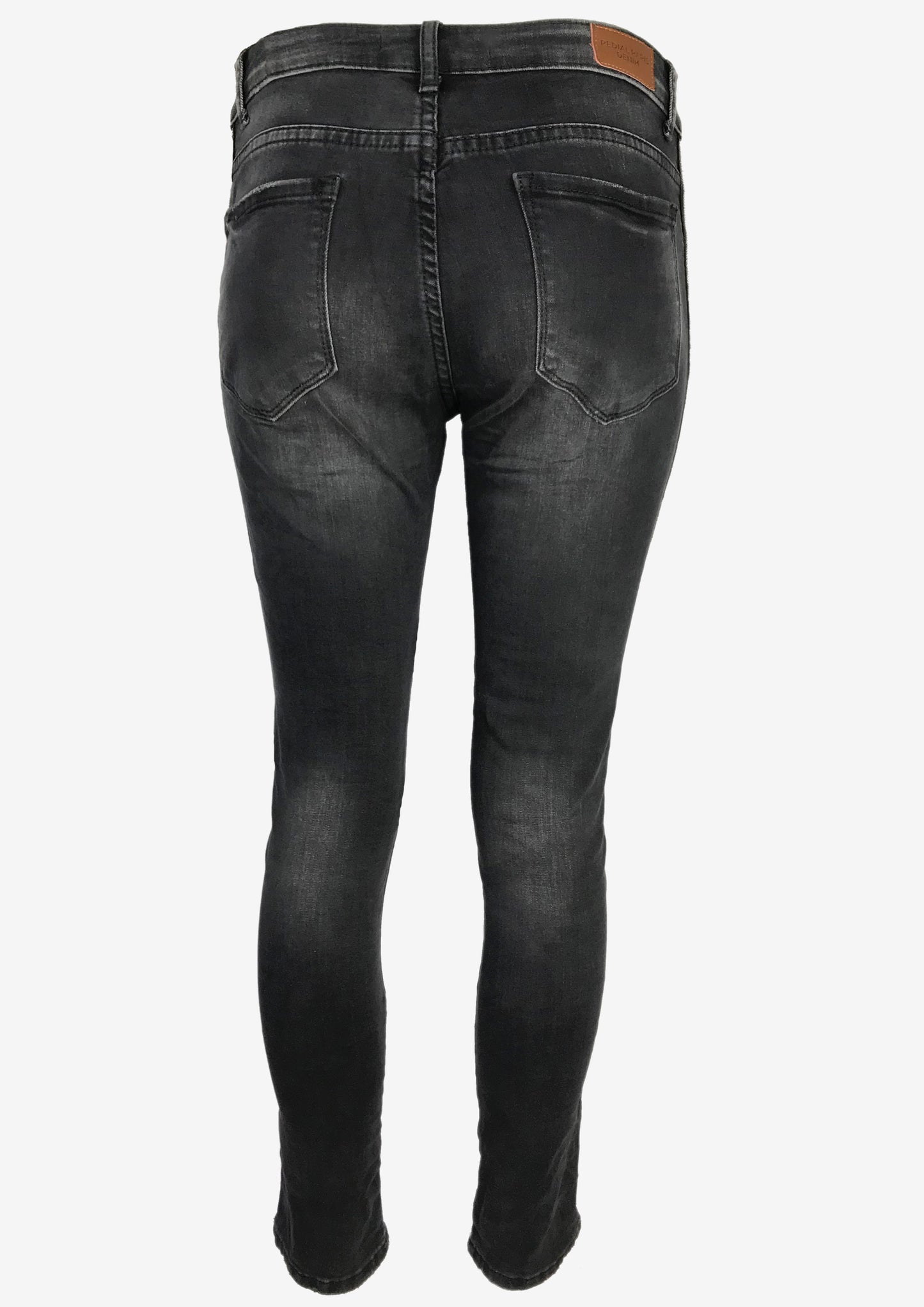 Julia Jeans - Stonewashed jeans med applikation - Mørkegrå - Modeci