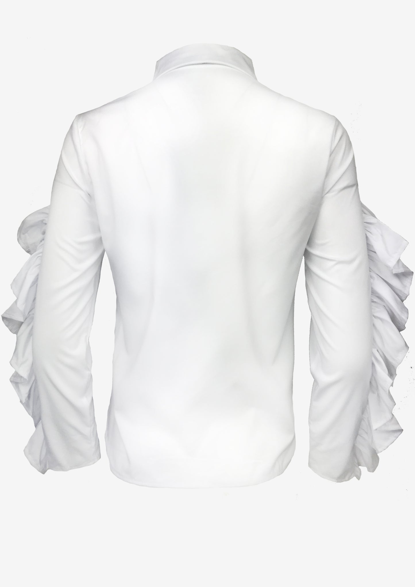 Simone Shirt - Skjorte med flæser - Hvid - Modeci
